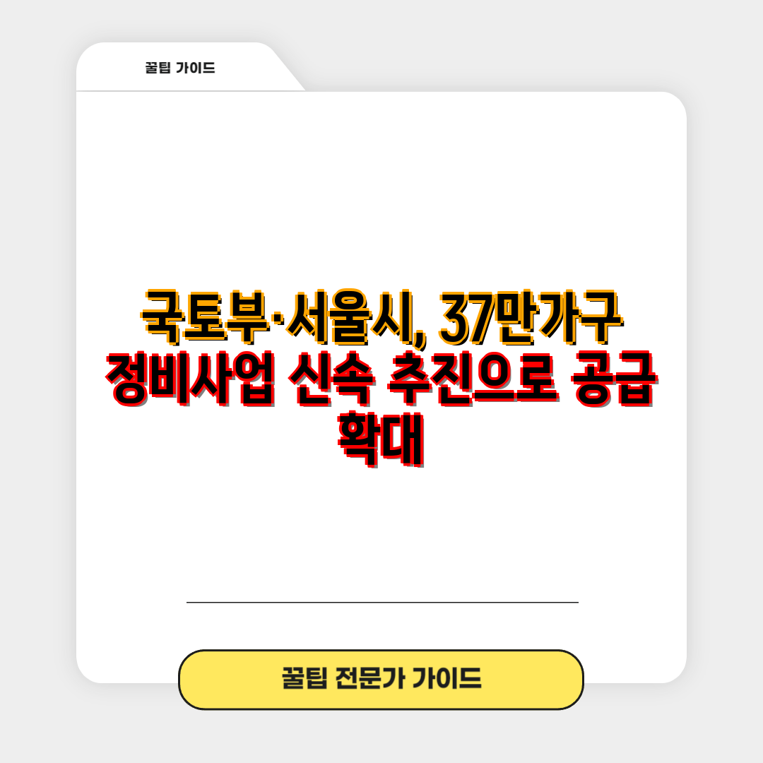 국토부·서울시, 37만가구 정비사업 신속 추진으로 공급