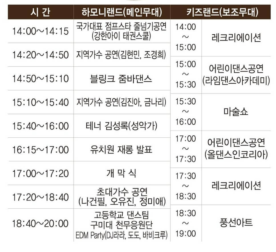토요일-공연표