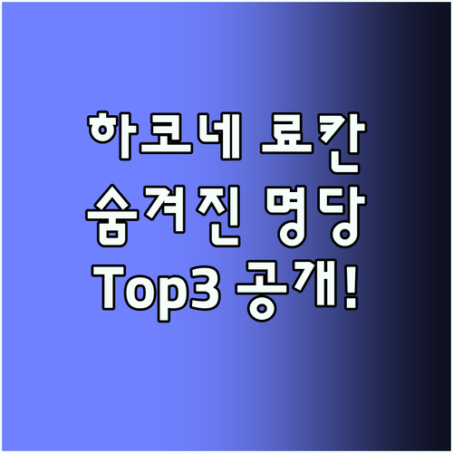 하코네 료칸, 숨겨진 최고의 명당 T