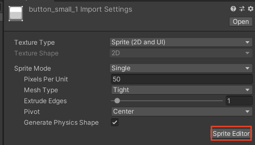 Sprite Editor 클릭