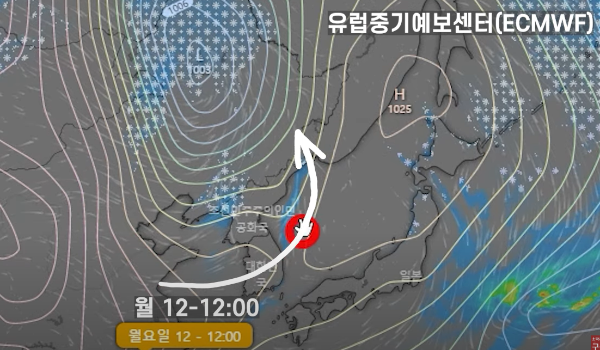 윈디닷컴-EMCWF-비구름-눈구름-예측모델-2022년-12월12일