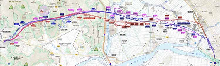 부산신항~김해 고속도로 비교노선