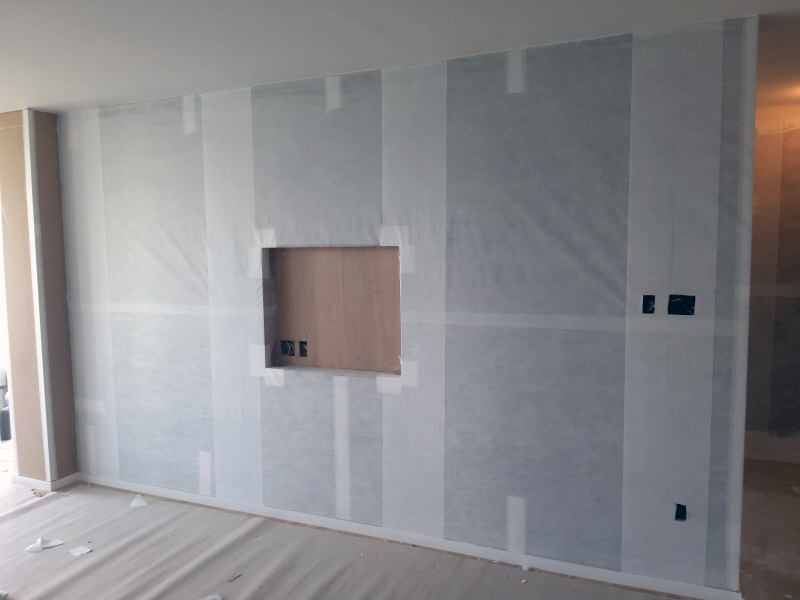 거실 벽면에 매입 박스를 시공한 무몰딩 인테리어 용인시 아파트 거실 리모델링 - 10