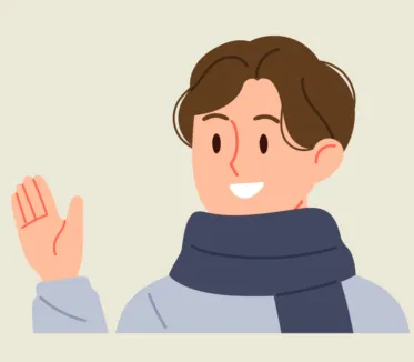 남색 목도리를 한 청년
