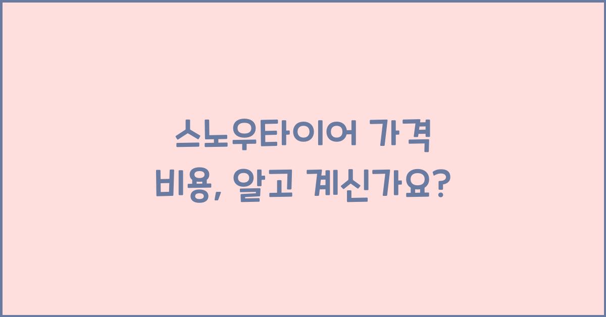 스노우타이어 가격 비용