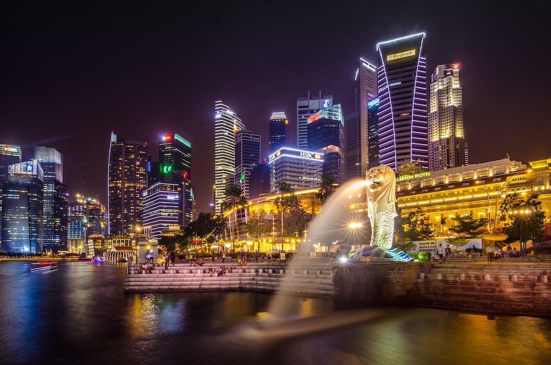싱가포르 도시 밤야경