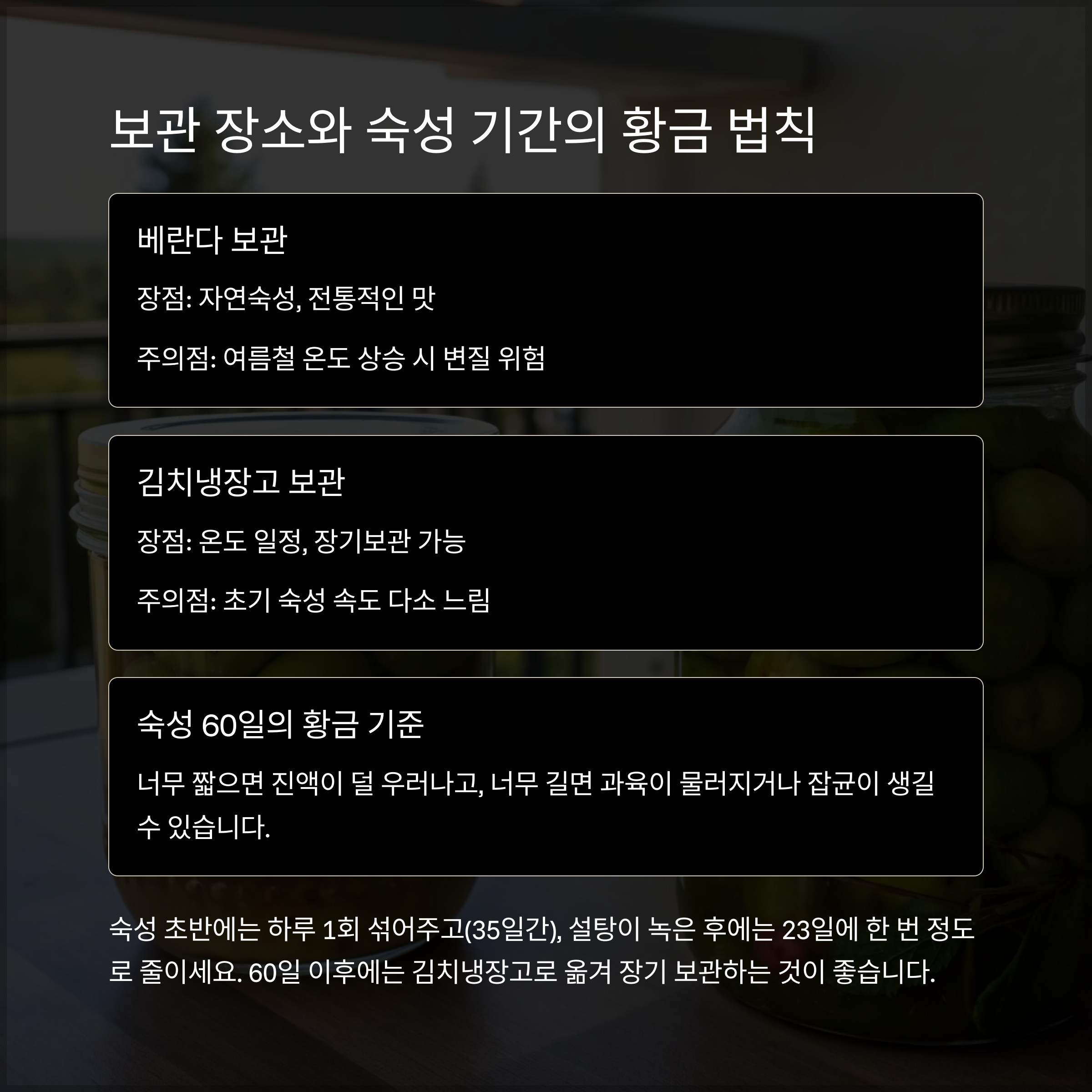 베란다 보관 vs 김치냉장고