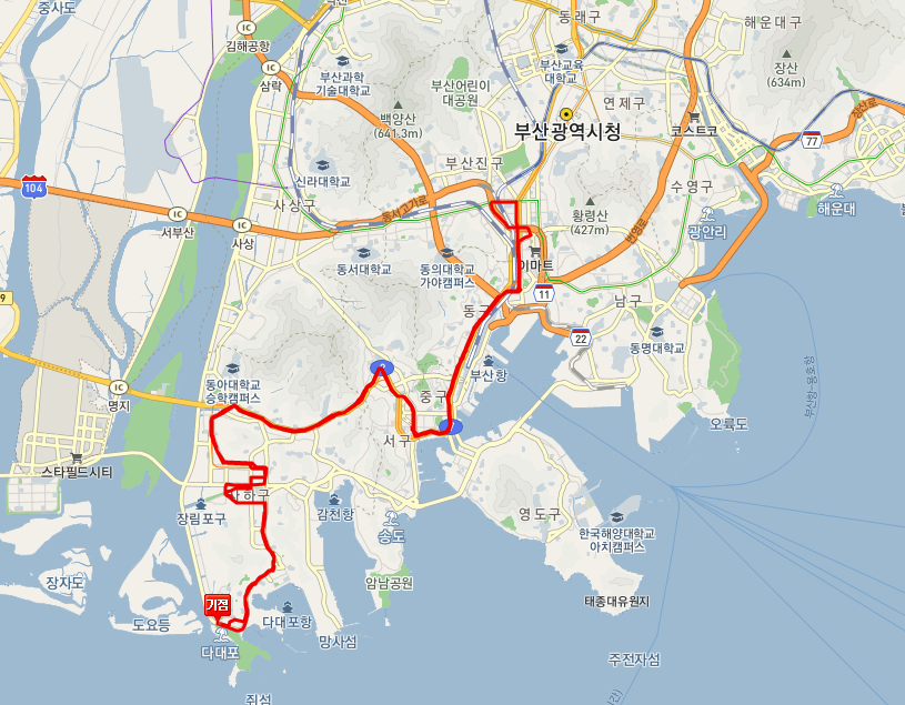 부산 1000번 심야 버스노선 시간표 2