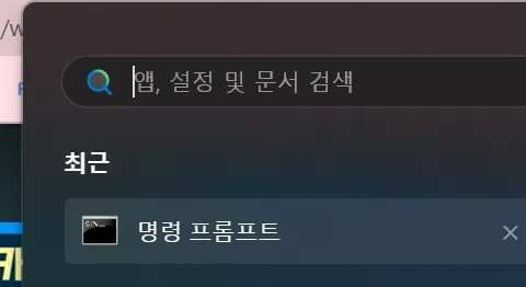 명령 프롬프트에서 DNS 캐시 초기화를 실행하는 화면