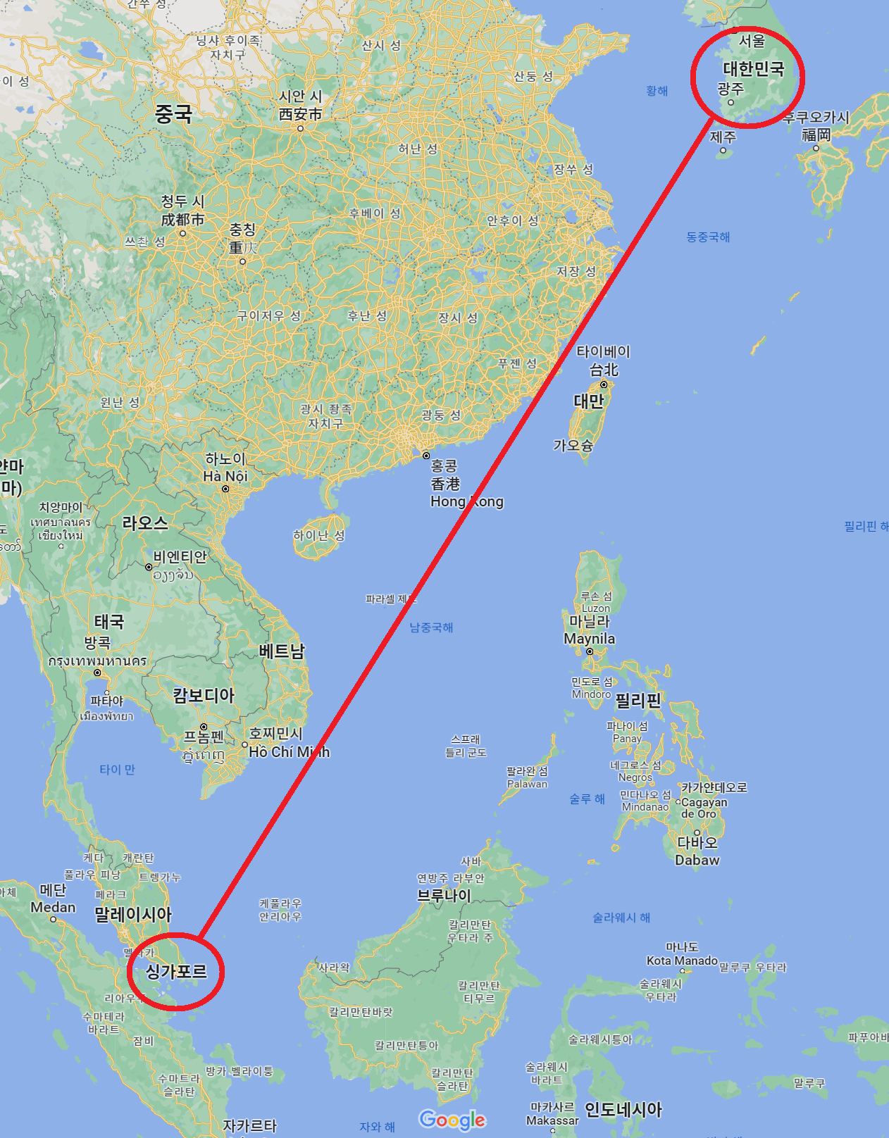 싱가포르 수도 위치 지도