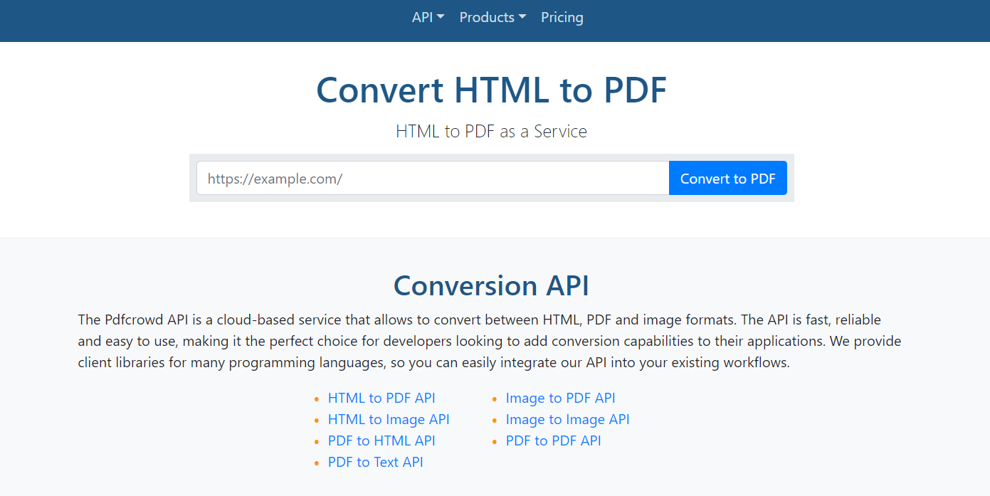 html to pdf - PDFCrowd