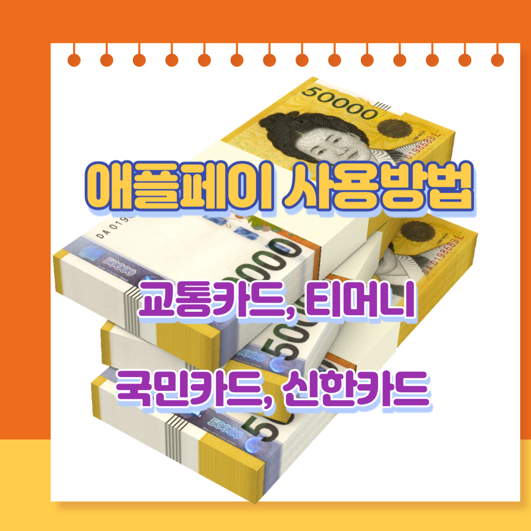  애플페이 교통카드 국민카드 신한카드 티머니 사용 방법