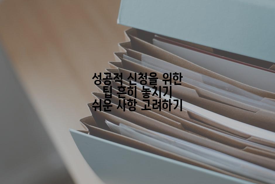 성공적 신청을 위한 팁 흔히 놓치기 쉬운 사항 고려하기