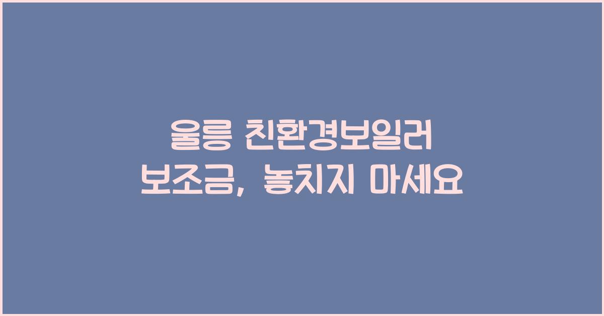 울릉 친환경보일러 보조금