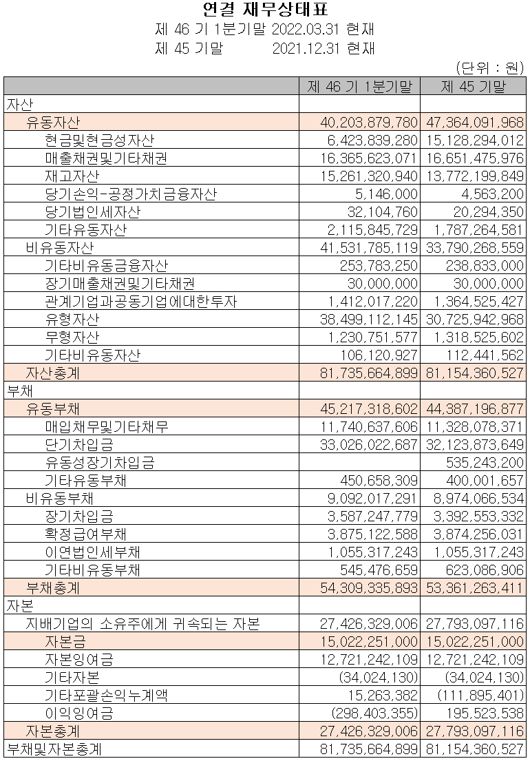 뉴인텍 - 재무상태표