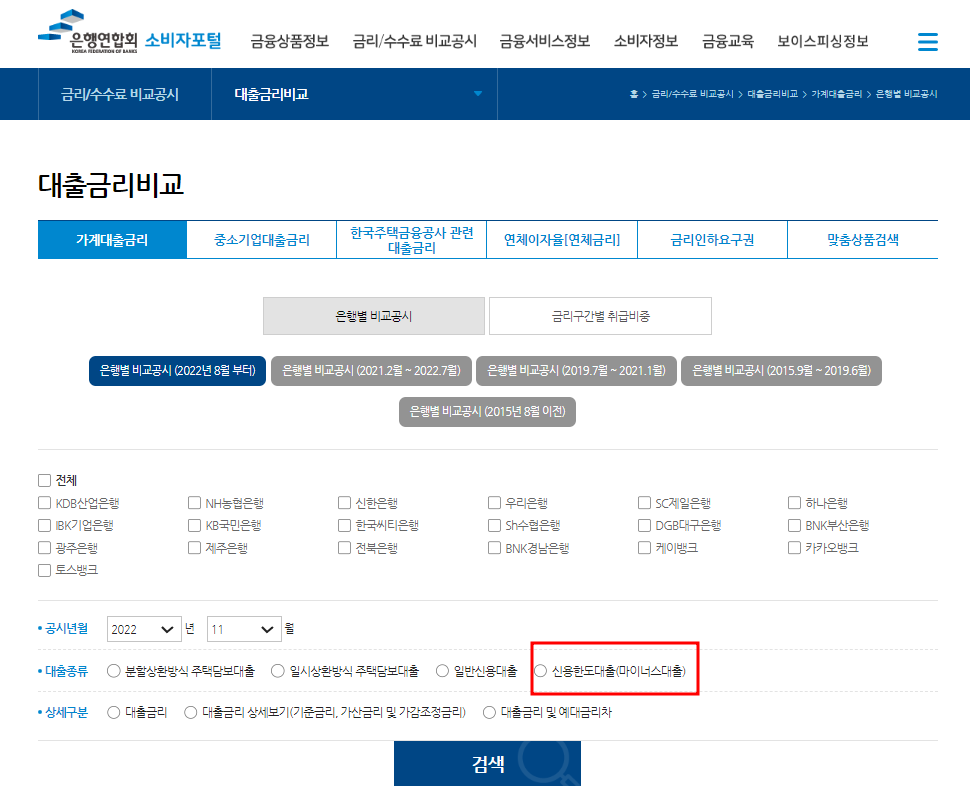 은행연합회-은행별-금리-비교