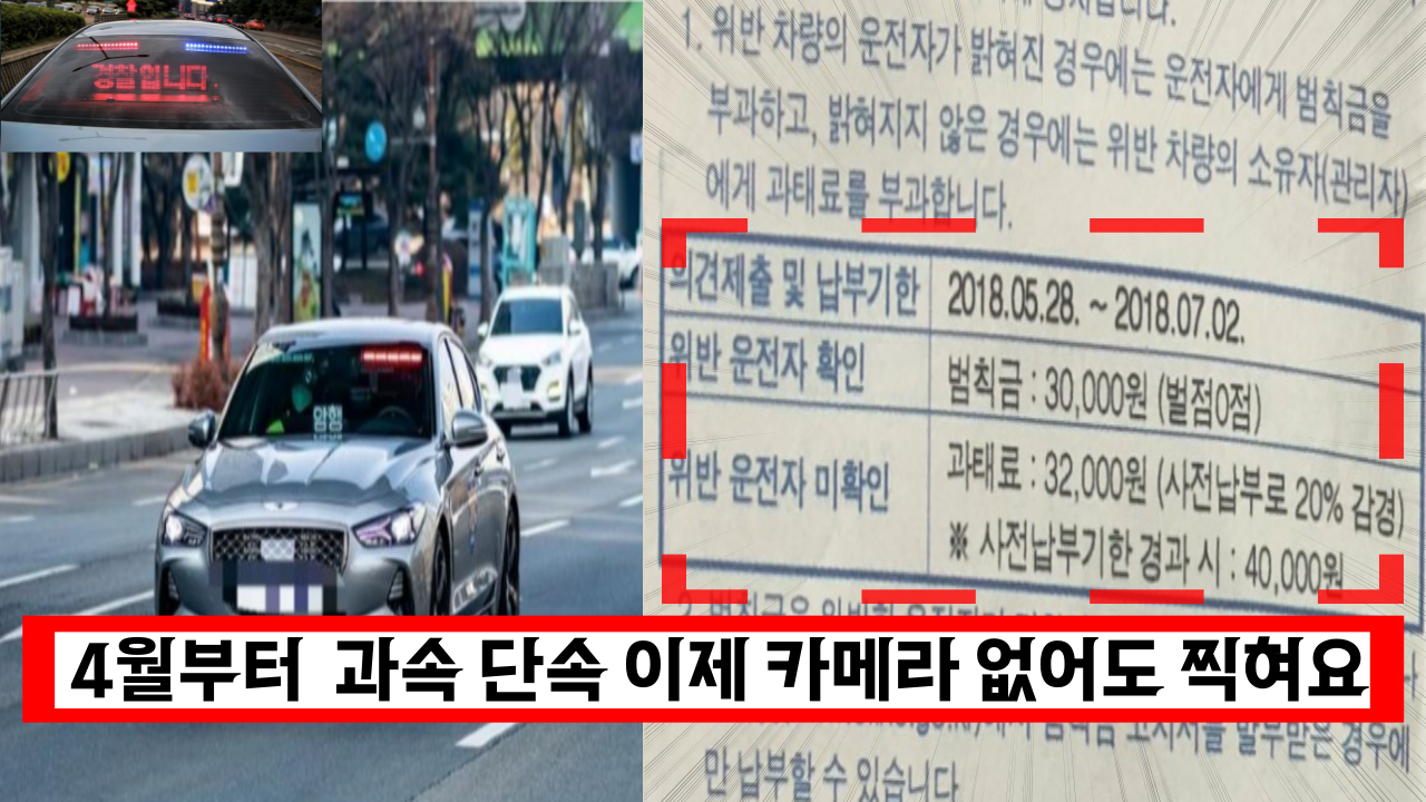  '진짜 조심하세요' 4월부터 새롭게 바뀌는 과속 단속 이제 카메라 없어도 다 찍힙니다.