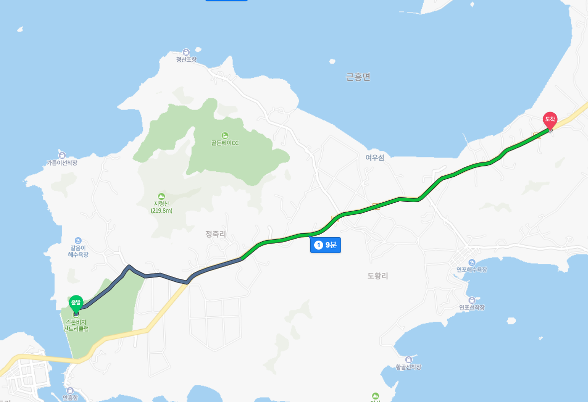 스톤비치CC (태안비치CC)와의 거리: 6.8km (자가용으로 9분 소요 예상)