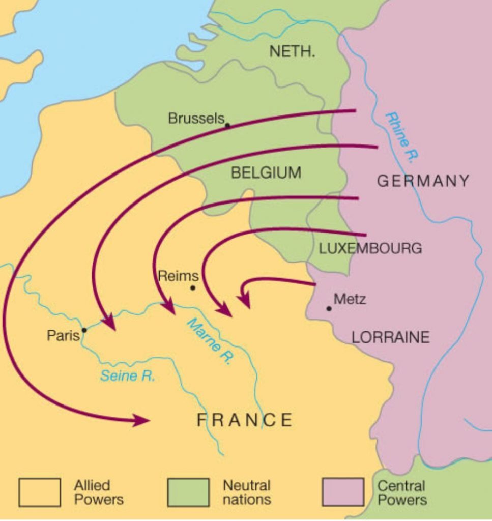 제1차 세계대전 슐리펜 계획 독일군 진격로
