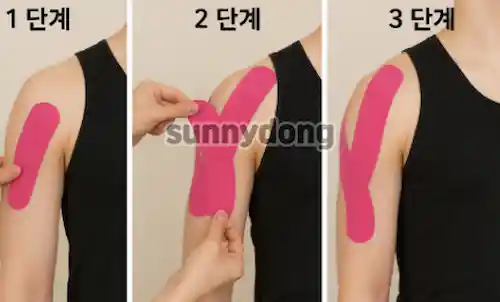 기본적인 어깨 테이핑 방법 과정 이미지