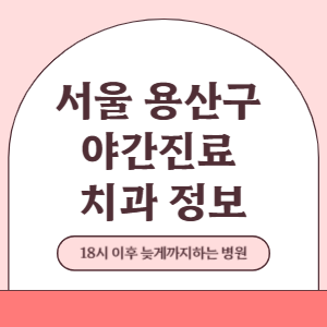 서울 용산구 야간진료 치과 병원 (18시 이후 늦게까지하는 병원)