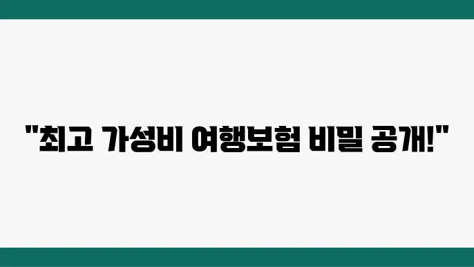 삼성화재 여행자보험 특징