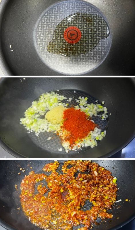 가지볶음 파 기름 및 밑간 준비