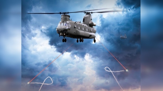 CH-47 Chinook 헬기 장착된  Miysis DIRCM 시스템 개념도