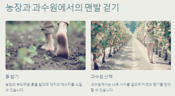 농장과 과수원에서의 맨발 걷기
