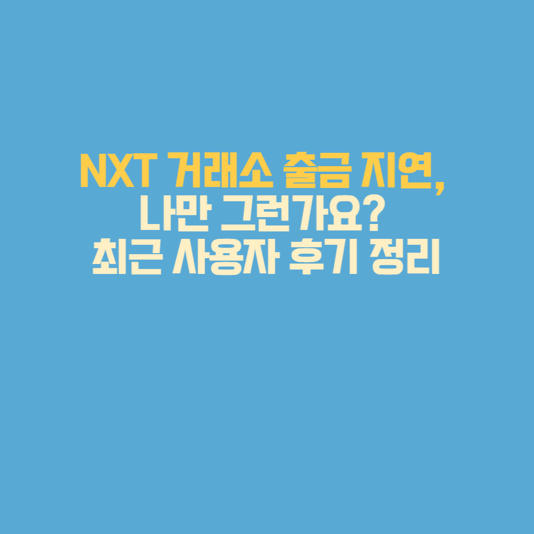NXT 거래소 출금 지연,사용자 후기