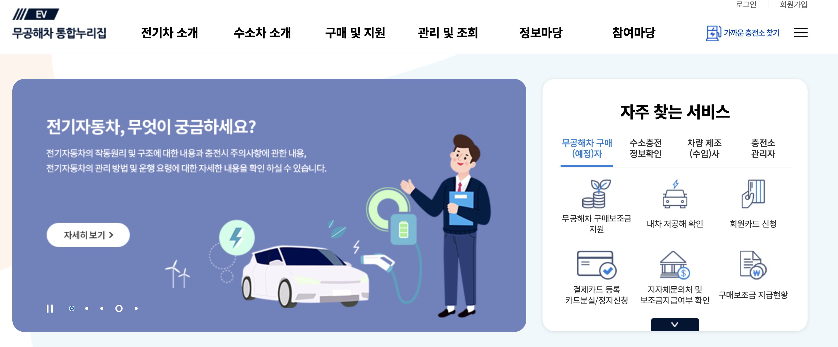 무공해차 통합누리집 메인화면 전기자동차 무엇이 궁금하세요?