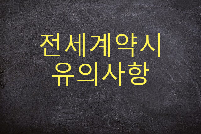  전세계약시 유의사항