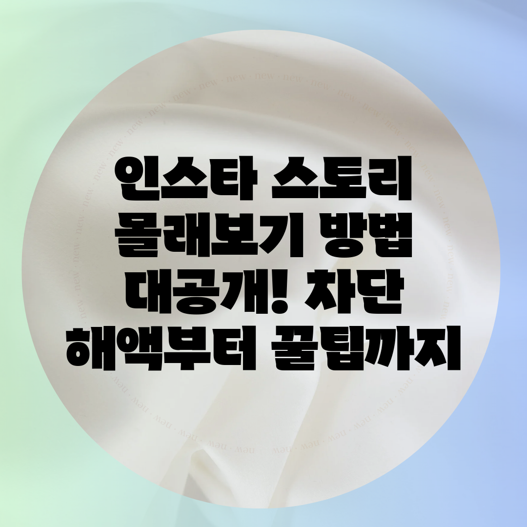 인스타 스토리 몰래보기 방법 대공개! 차단 해액부터 꿀