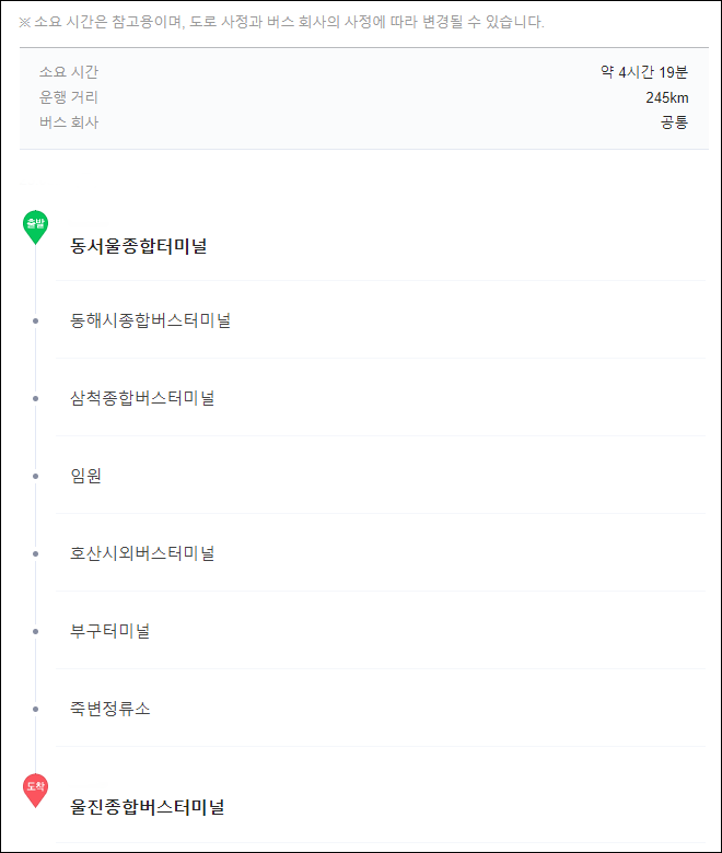 동서울터미널에서 울진 고속버스 시간표, 요금, 예매, 소요시간 동서울터미널에서 울진 고속버스 시간표, 요금, 예매, 소요시간