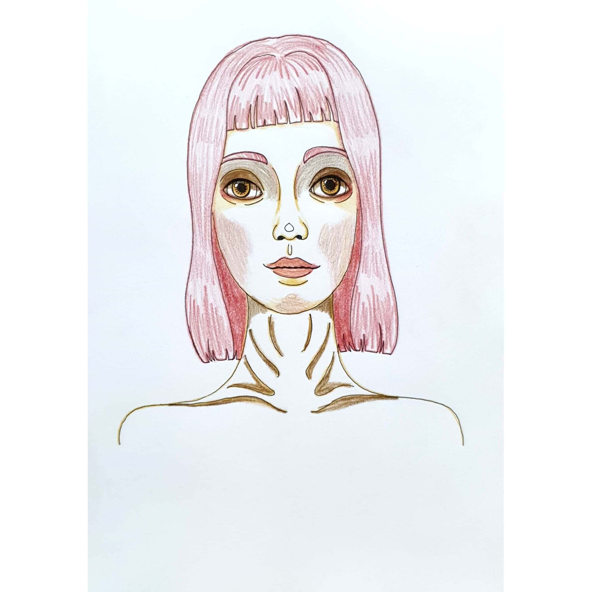  Brown Girl 갈색 소녀 / 일러스트 그림 드로잉 / 인물화 그리기
