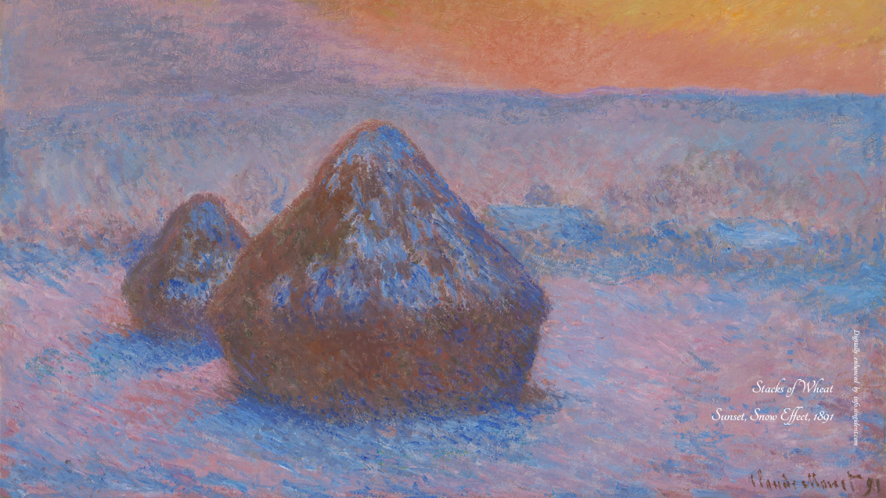 10 건초더미, 눈의 효과, 일몰 C - Claude Monet 모네그림