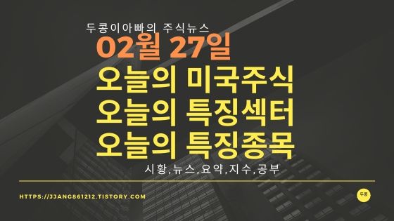  20년 02월 27일 미국증시,특징섹터,특징종목