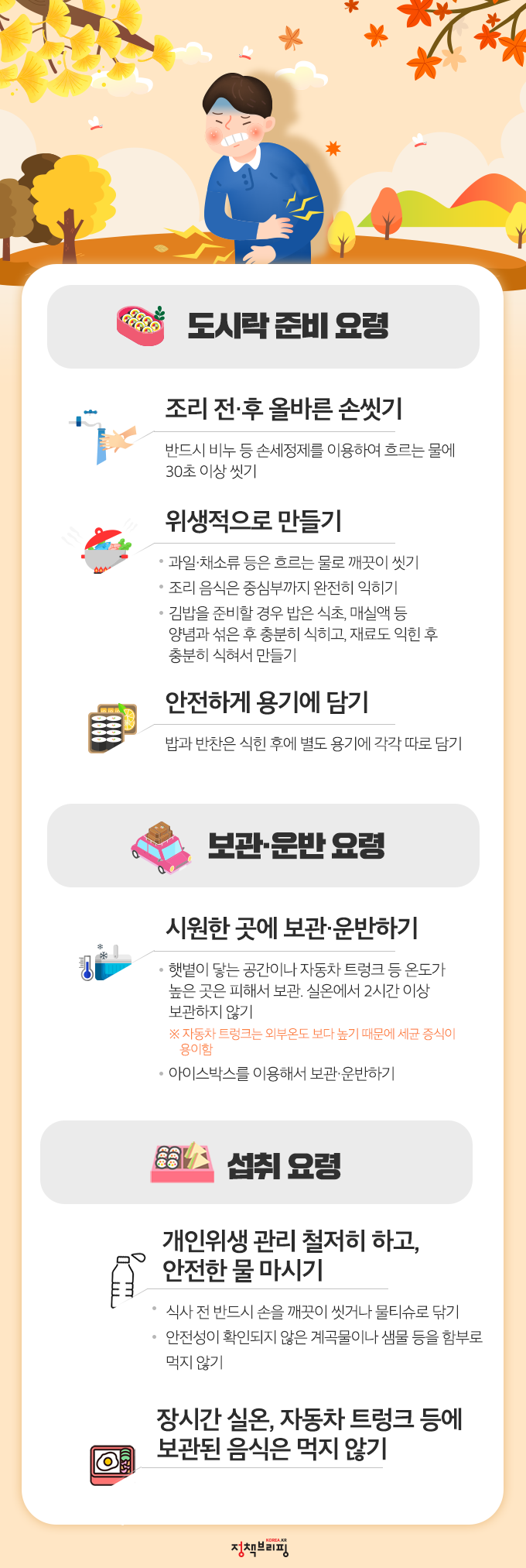  가을 나들이철, 식중독 방심하지 마세요