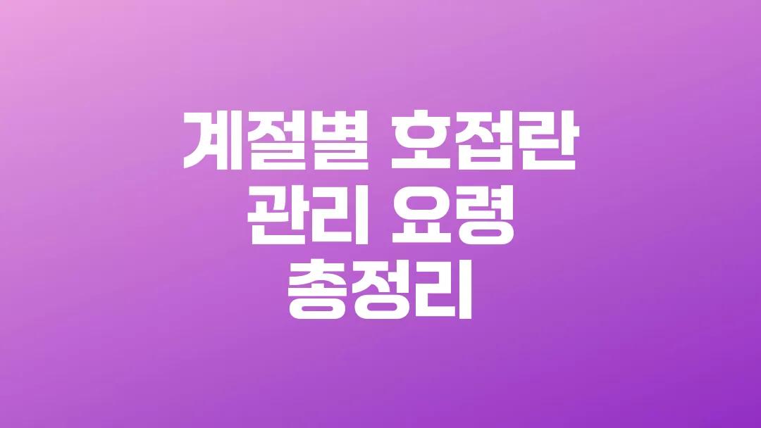 계절별 호접란 관리 요령 총정리