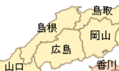 일본의 주고쿠 지방 지도