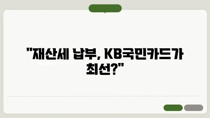 재산세 카드 납부 혜택 KB국민카드 외에 대안이 없다