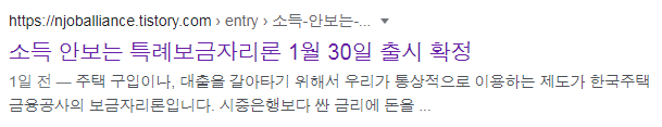 소득안보는특례보금자리론 구글검색화면