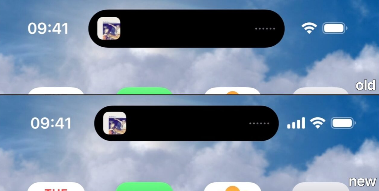  iOS 16.2버전 다이나믹 아일랜드는 수신 게이지가 표시됩니다!