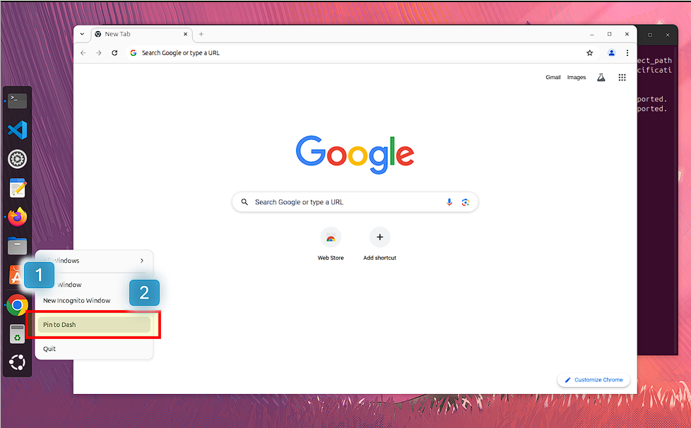 Ubuntu에 설치한 chrome을 Dash에 고정 합니다.