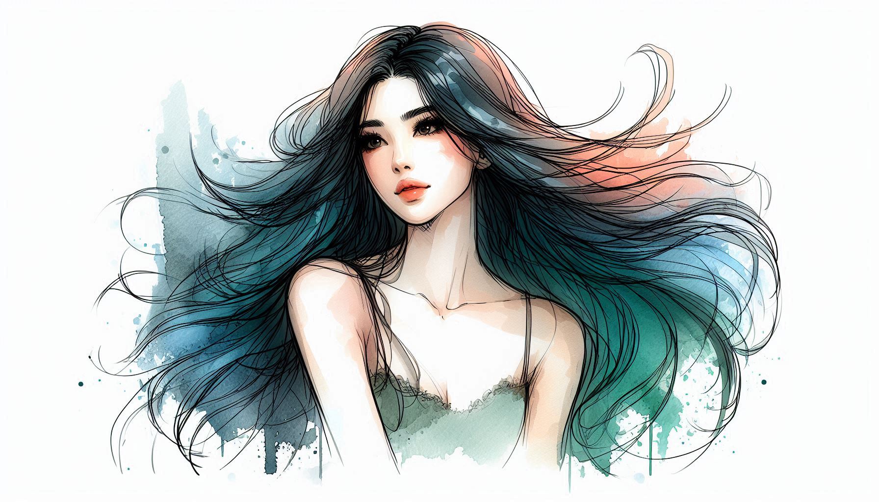 AI image_Prismatic Waves : A Watercolor Portrait_25