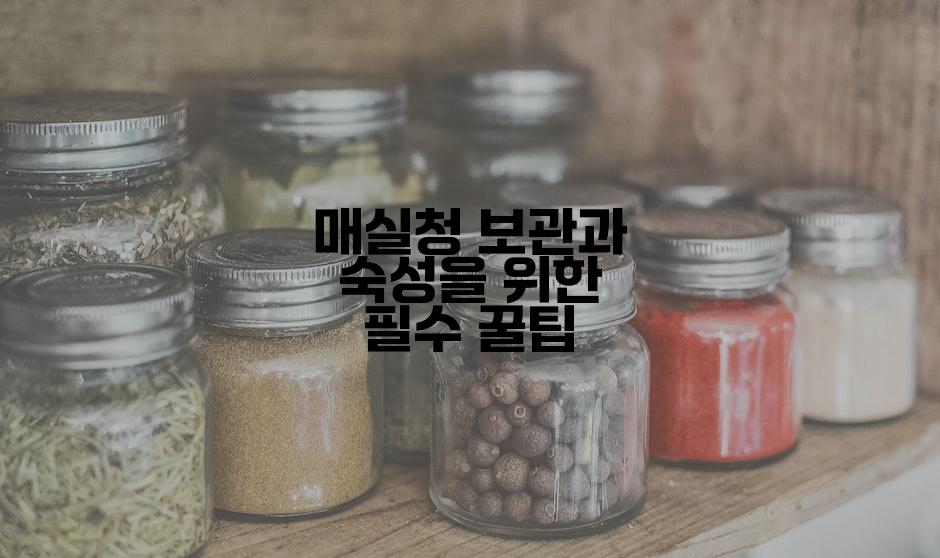 매실청 보관과 숙성을 위한 필수 꿀팁