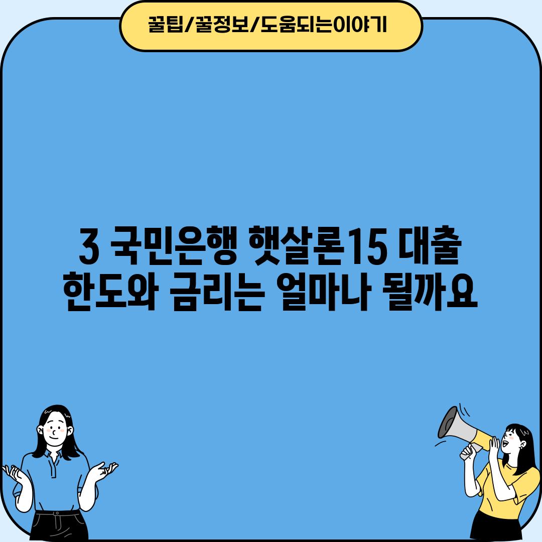 3. 국민은행 햇살론15 대출 한도와 금리는 얼마나 될까요?