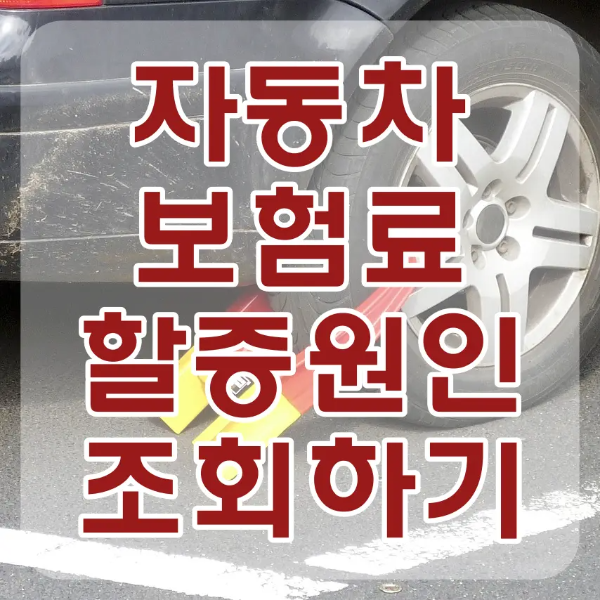 보험료 할증-
검은 자동차 검은바퀴에 걸린 빨간색 체인 위 빨간글씨 자동차보험료 할증원인 조회하기