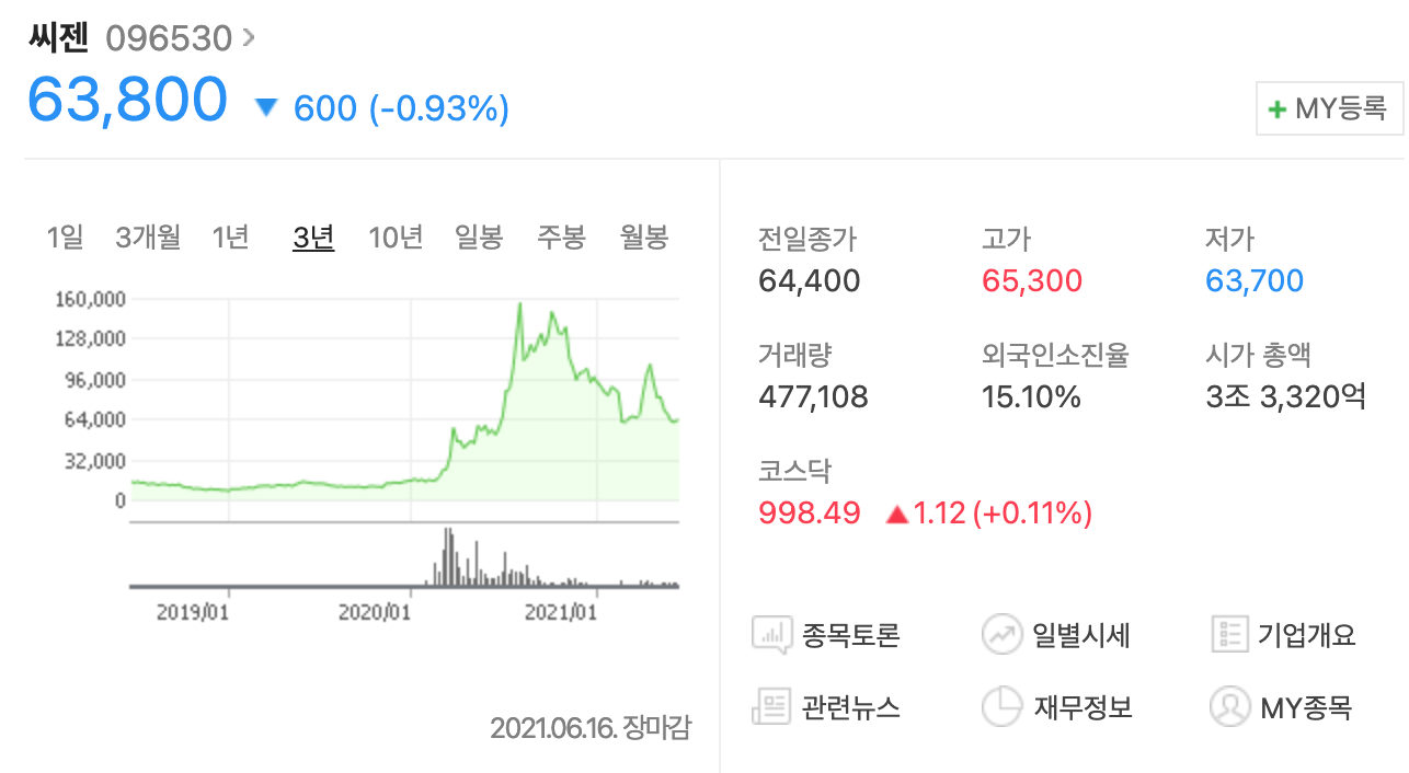  씨젠 주가 분석(주식투자, 배당금)