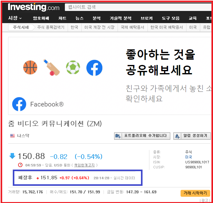 해외 주식 실시간,프리마켓, 에프터 마켓 시세 확인 어플 - INVESTING, WEBBULL, YAHOO FINACE